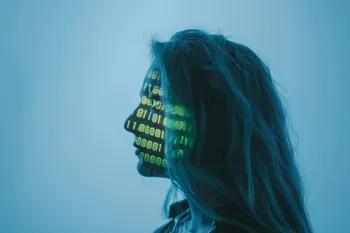 A digitally generated woman with intricate details, representing an AI character.