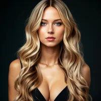 An AI-generated video still of a woman smiling, created with Xeve.ai.