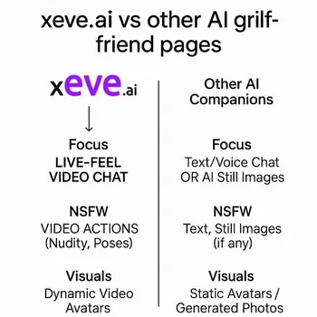 Comparison chart showing Xeve.ai's video-centric features versus the text and image features of other AI platforms.